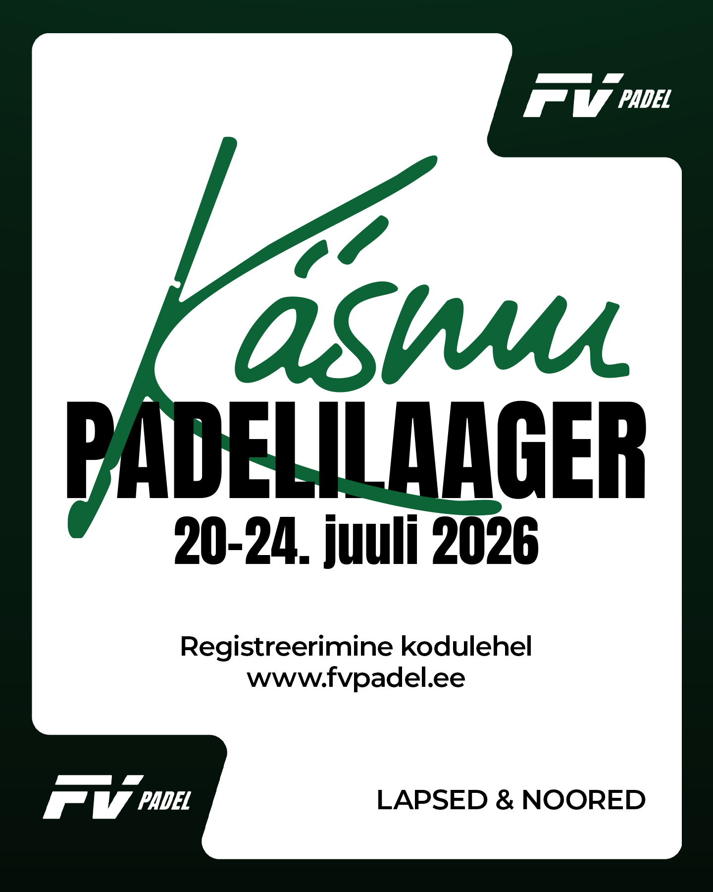 Padeli- ja tenniselaager lastele ja noortele Käsmus